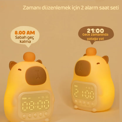 Capybara Akıllı Alarm Saat – Gece Lambası & Titreşimli Uyanma