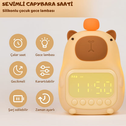 Capybara Akıllı Alarm Saat – Gece Lambası & Titreşimli Uyanma